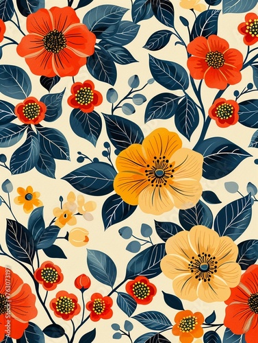 A floral pattern inspired by a spring garden , tile