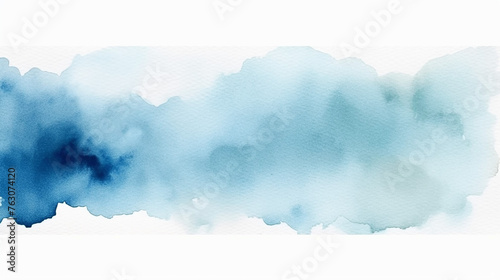 Watercolor Stain in Baby Blue on a White Background
