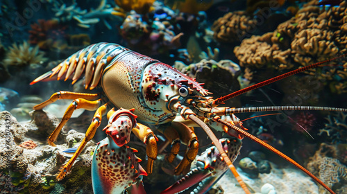 Close-up of Lobster on Coral Reef