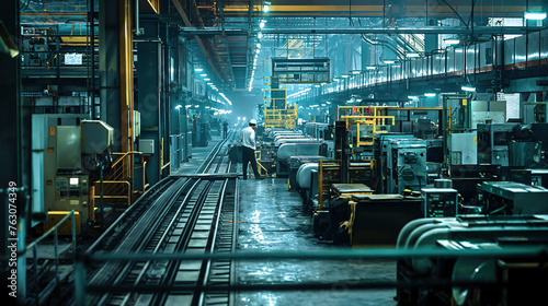 Photo of the factory during a Nighttime Vigilance in the Manufacturing Realm, Unsung Custodians of Industry photo