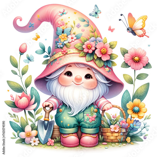 Autumn gnome clipart on solid transparent background