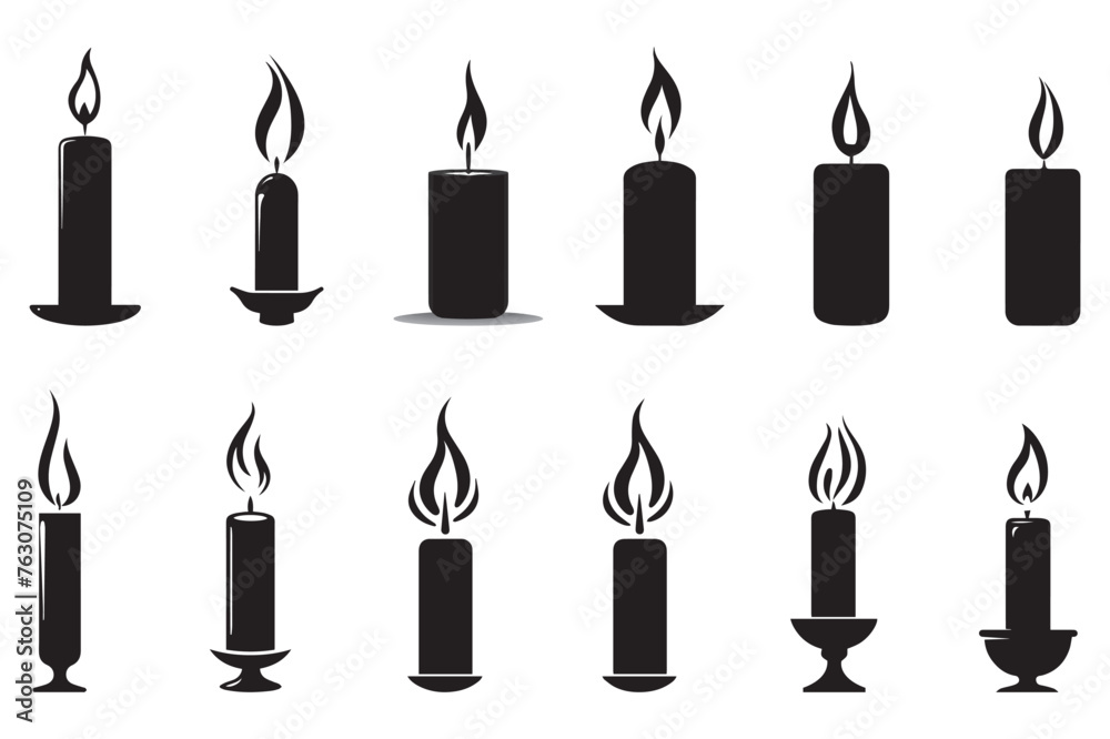 candle icons set on white background. vector illustration. candle icons set on white background. vector illustration.