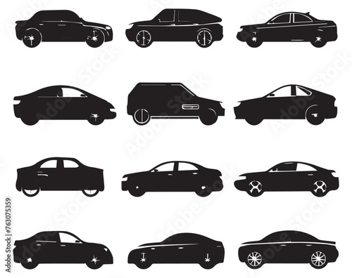 Set of silhouettes of cars on a white background. Vector illustration