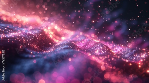 VFX space particle design element featuring pink & purple futuristic space particles. Abstract colorful lights background animation with an energy ray.