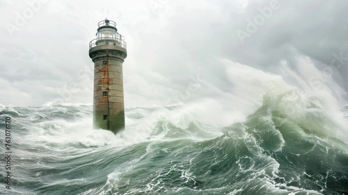 A lighthouse in a stormy landscape - a leader's vision and leadership concepts