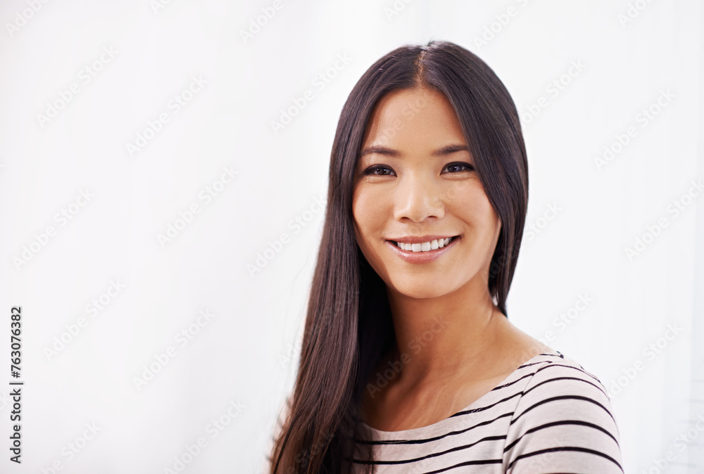 Asian girl, portrait and office for creative business as copywriter for company or agency. Japanese woman, smile and startup for project for workplace or job, editor and designer from Tokyo. Asian girl, portrait and office for creative business as copywriter for company or agency. Japanese woman, smile and startup for project for workplace or job, editor and designer from Tokyo.