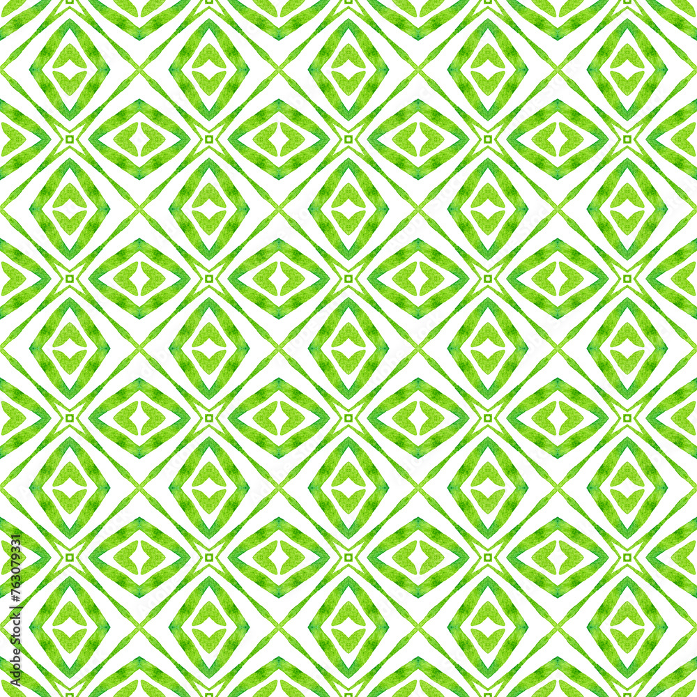 Medallion seamless pattern. Green pretty boho