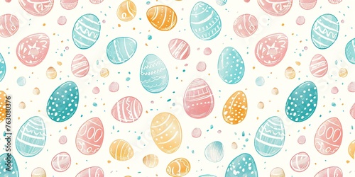Pastel Easter Seamless Pattern Background with colorful eggs