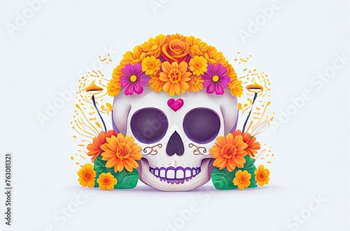 Sugar loaf marigolds Skull Day Dead Mexico