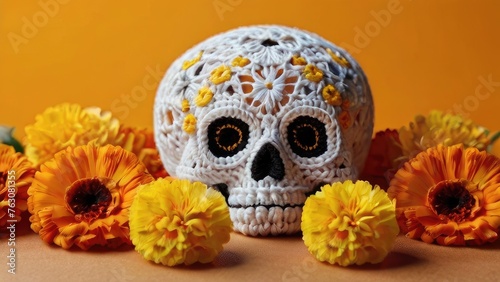 Sugar loaf marigolds Skull Day Dead Mexico
