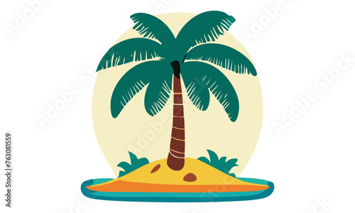 Amazing Palm Tree & Island Vector Isolated on White