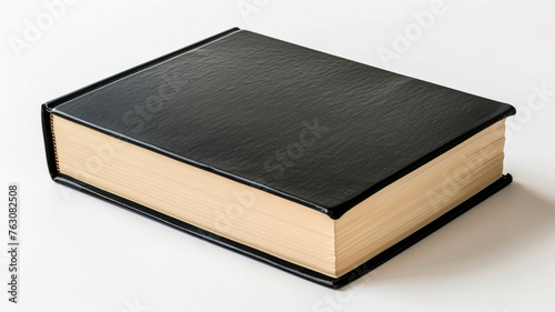 Book with a black cover isolated on a white background.