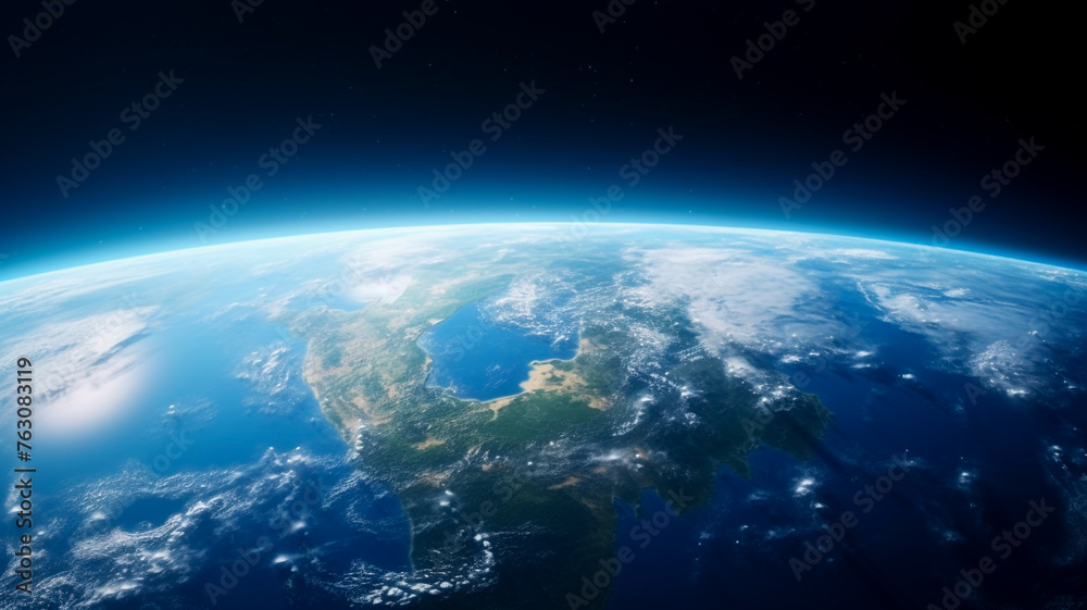 Fototapeta premium The horizon line visible from space