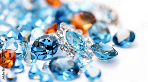 A pile of blue and orange gems, Topaz