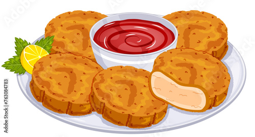 Golden Fried Chicken Cutlets with Ketchup & Lemon