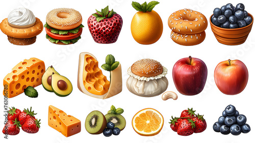Diverse collection of foods, ideal for a breakfast.