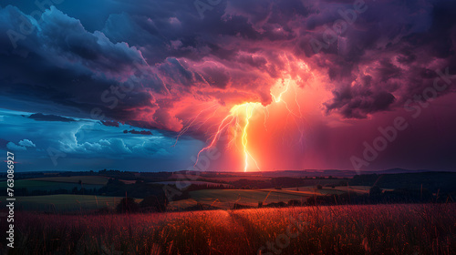 A photo of lightning  with ominous clouds as the background  during a tumultuous storm