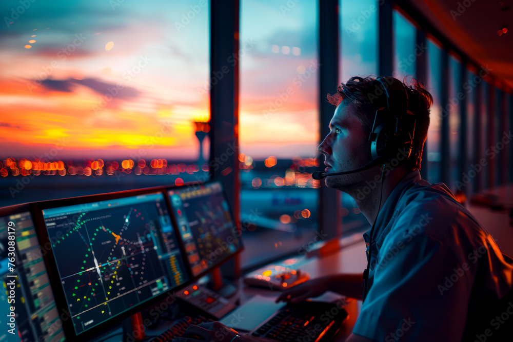 Sky High Operations: Air Traffic Control in Action at Airport Tower Sky High Operations: Air Traffic Control in Action at Airport Tower