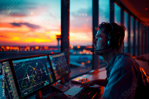 Sky High Operations: Air Traffic Control in Action at Airport Tower