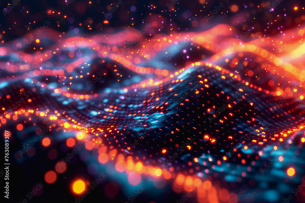 Obraz premium cyber security futuristic, dynamic data stream digital binary big data, and blockchain transactions 