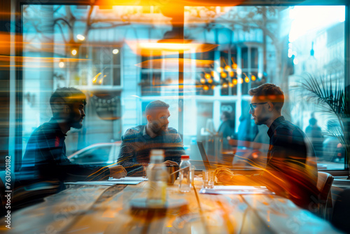 Wallpaper Mural Three Corporate Professionals in Motion: Blurred Office Preparations Torontodigital.ca