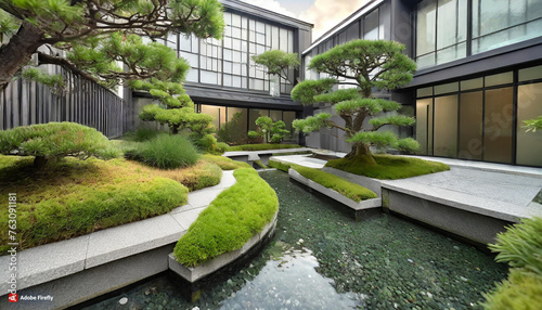 japanese garden with stone bridge