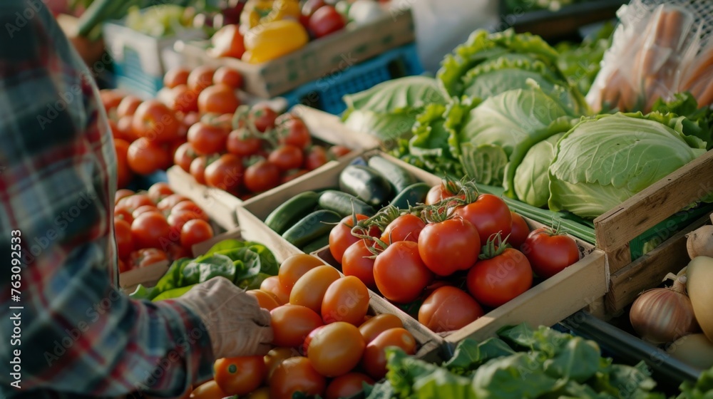 Fresh Produce at Farmers Market, Suitable for Healthy Lifestyle Promotions