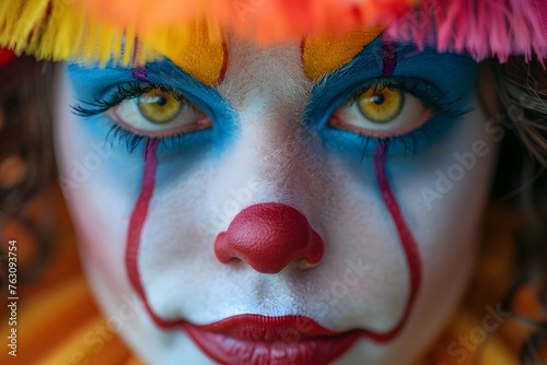 Close Up of Person With Clown Makeup