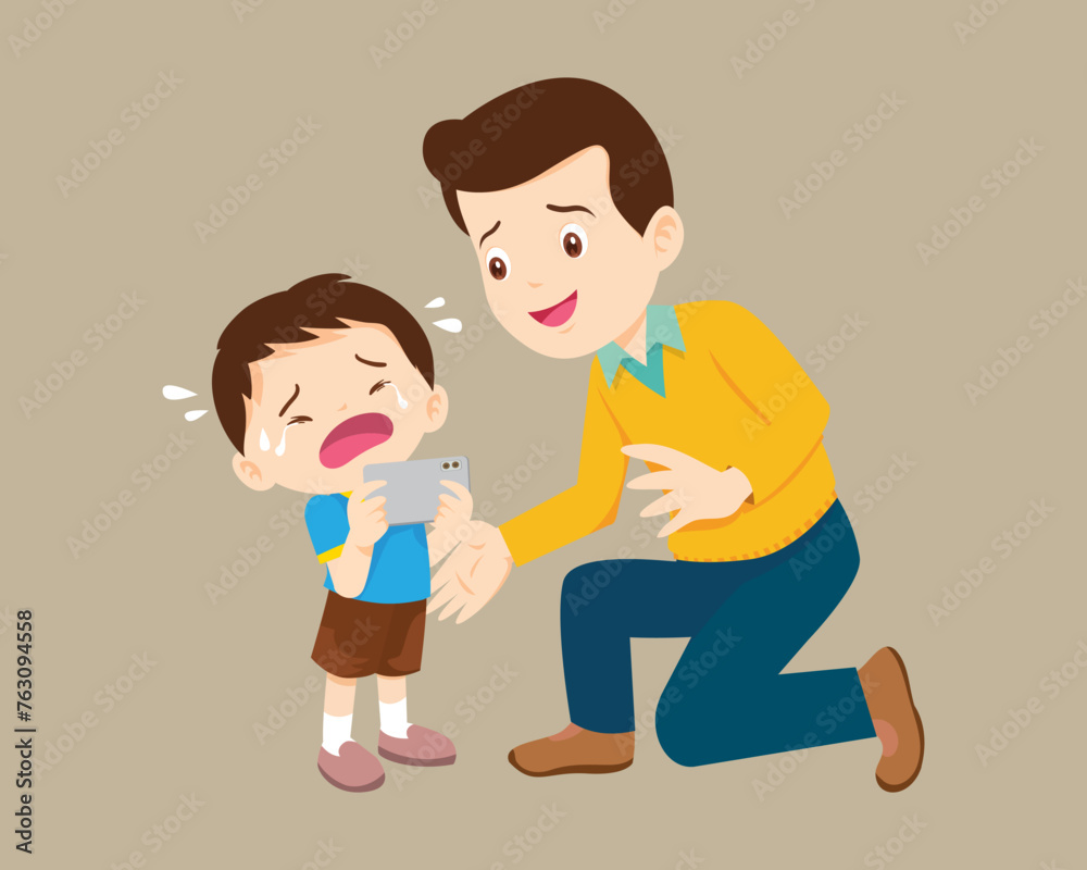 Comforting sad children with parent Comforting sad children with parent