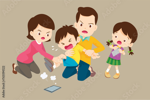 angry kid addicted mobile phone