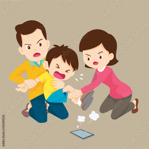 angry kid addicted mobile phone