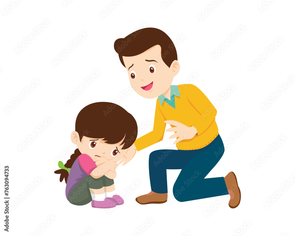 Comforting sad children with parent Comforting sad children with parent