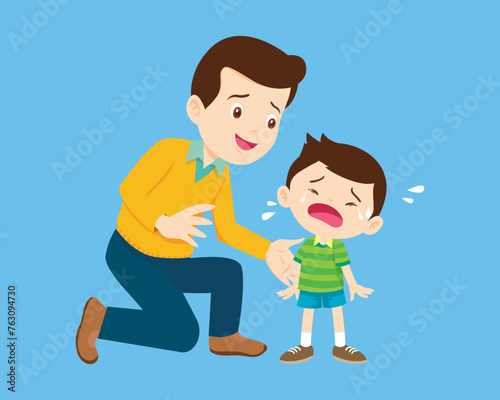 Comforting sad children with parent