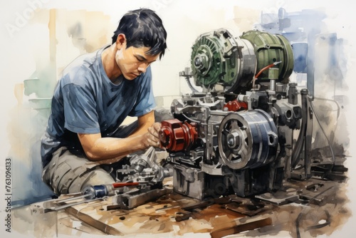 A technician testing the alternator of a vehicle