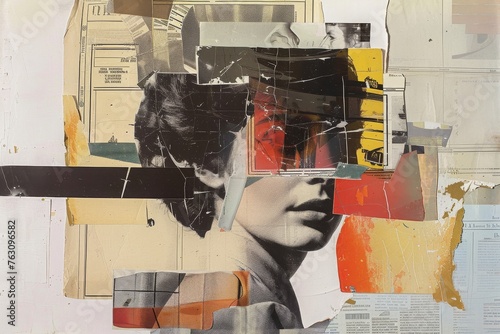 analog art collage from old magazines in vintage pop art style, home décor