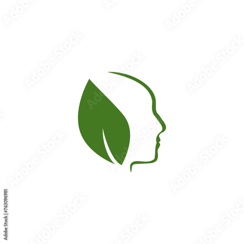 Person and leaves, plant, spa and naturopaths isolated on white background 