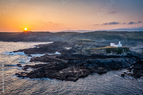 Aerial View of Ermida da Virxe do Porto, Valdoviño, Galicia, Province of A Coruña, Spain photo