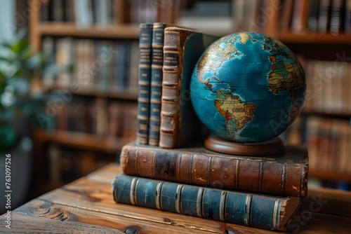 Globe on Stack of Books