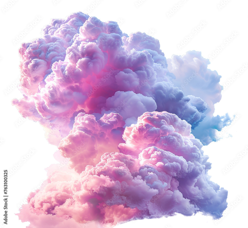 Surreal pink and blue clouds formation, cut out - stock png.