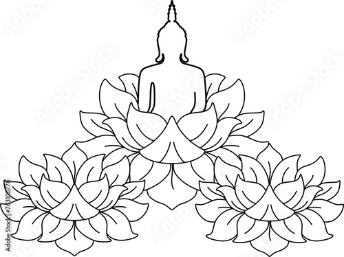 Lotus lineart illustration of vesak day