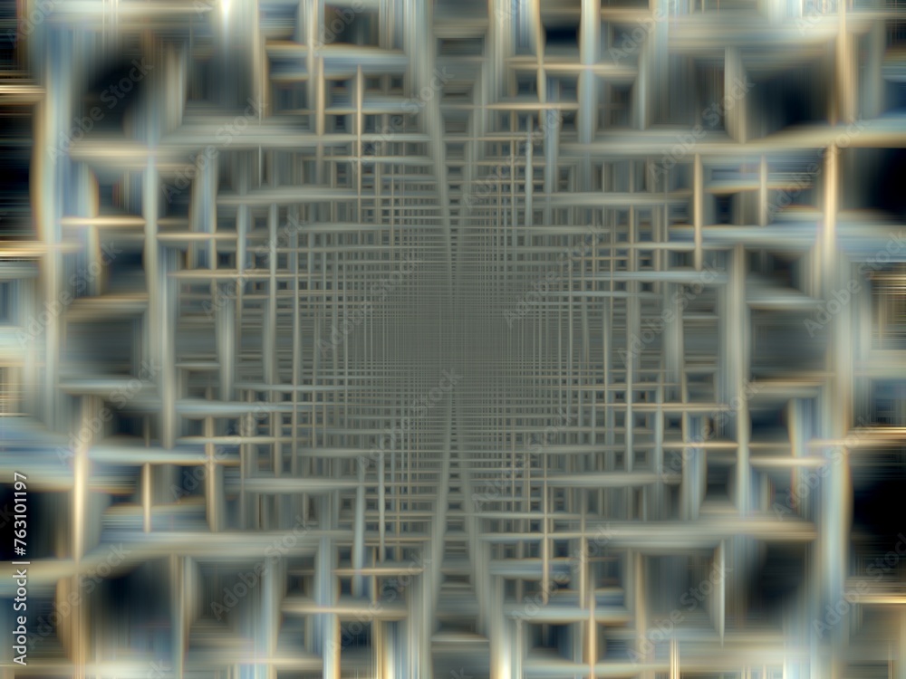 Grey, beige and blue background with effect of rays in motion, lines, lights, blur and depth - abstract graphic. Topics: wallpaper, card, abstraction, pattern, texture, image, art computer
