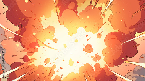 Hand drawn cartoon explosion element scene illustration background