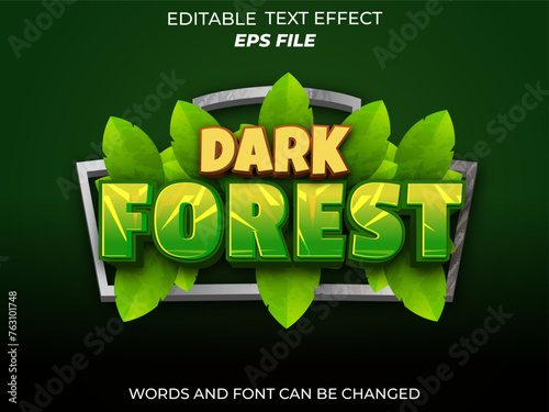 dark forest text effect, font editable, typography, 3d text. vector template