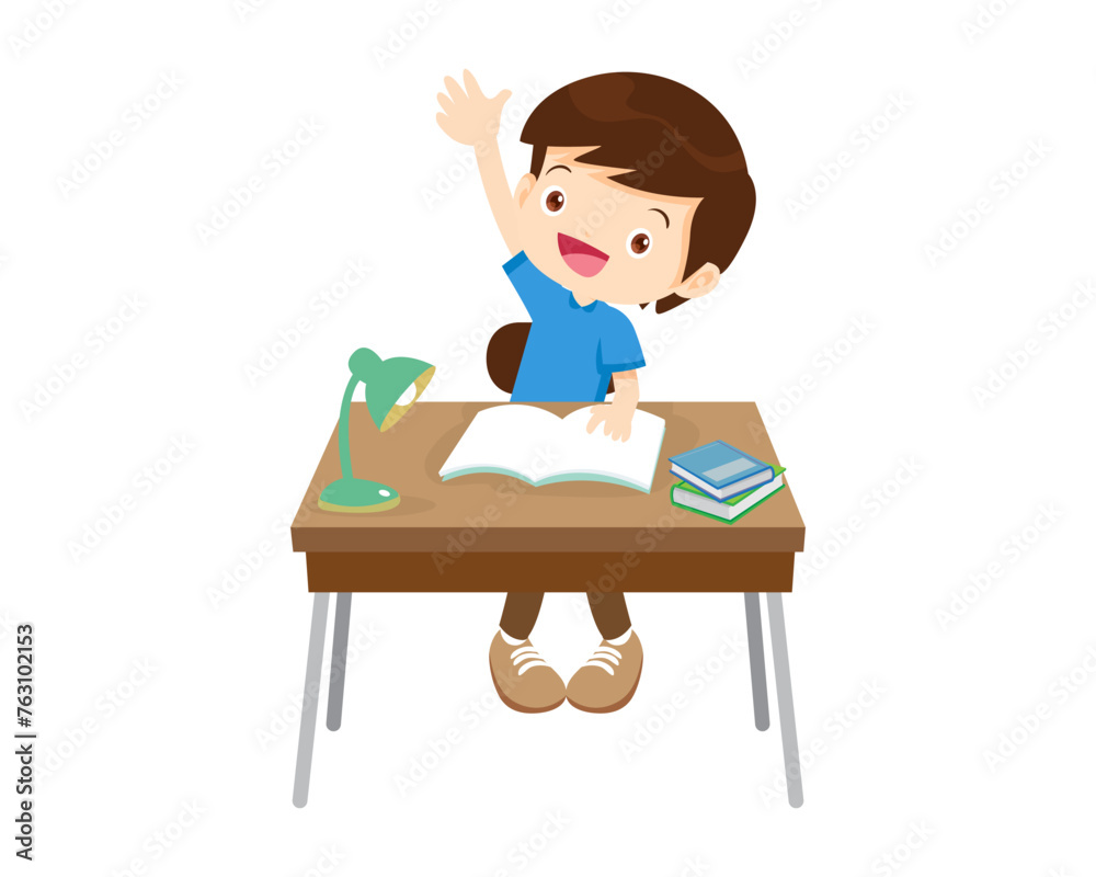 student sitting on desk working for homework