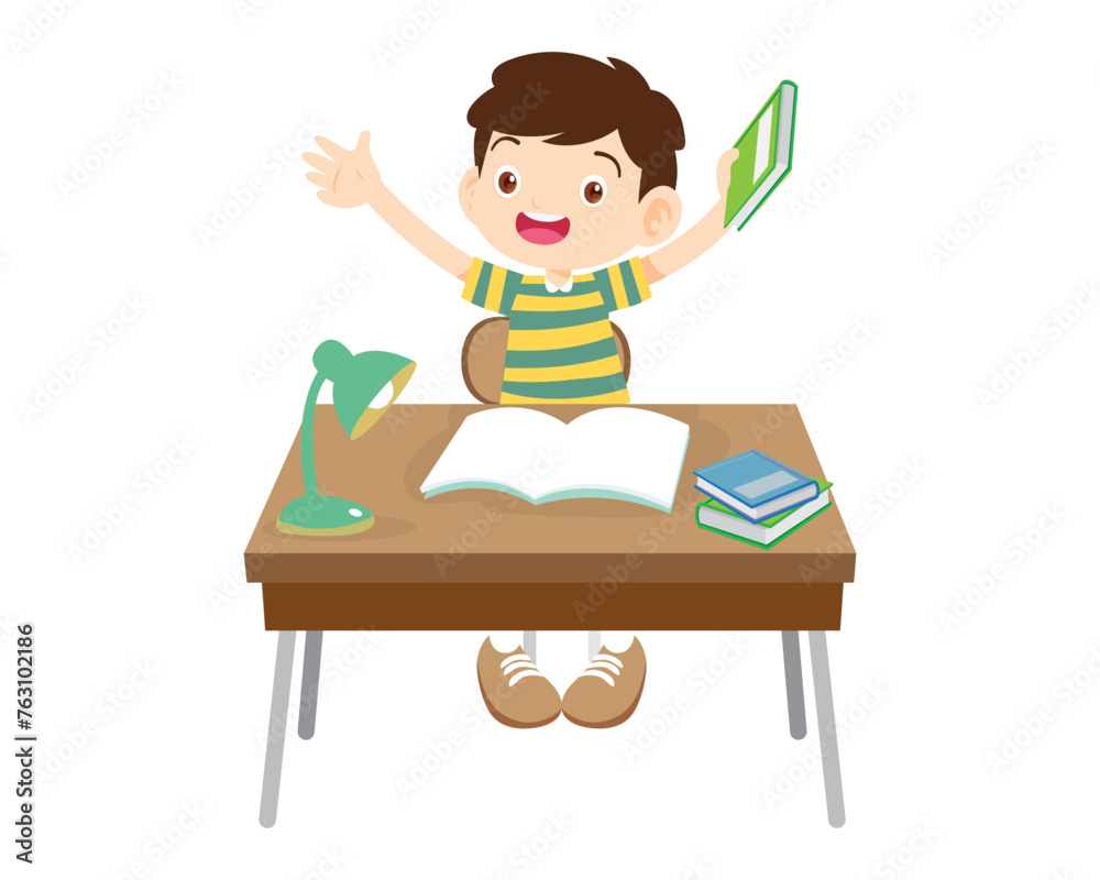 student sitting on desk working for homework