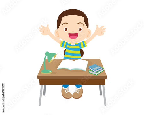 student sitting on desk working for homework
