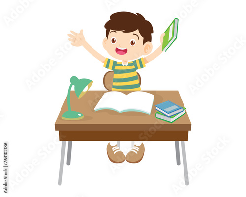 student sitting on desk working for homework
