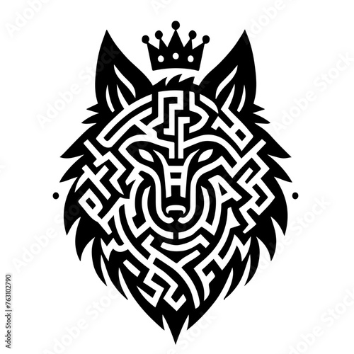 Fototapeta Naklejka Na Ścianę i Meble -  wolf tattoo or labyrinth - version 4