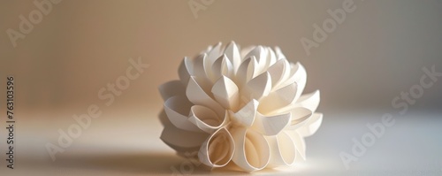 Close-up of a white paper art sculpture
