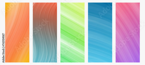 Set of modern gradient backgrounds with wave line